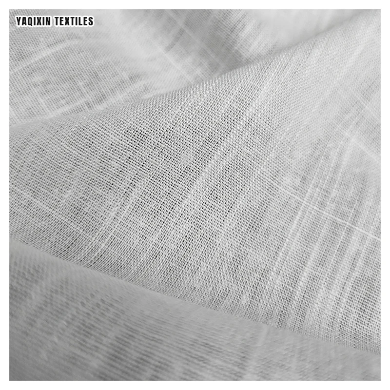 YX2168 Wholesale 170-180gsm White Washed 12*12 Slub 70%Cotton Rayon 30%Linen Fabric for Trouser/Shirt - 图片 5