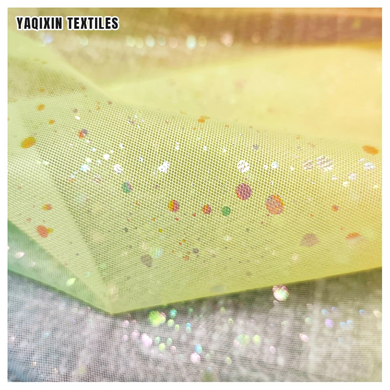 JY2025 China Factory by Yards Good Price Iridescent Tulle Mesh Sparkle Glitter Fabric 2025 Woman Summer Fabric for Dress - 图片 5