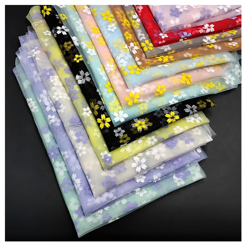 2025 Beautiful Two-Color Plum Floral Pattern Print Tulle Fabric Lace Mesh Fabric for Baby Girl Dress - 图片 5