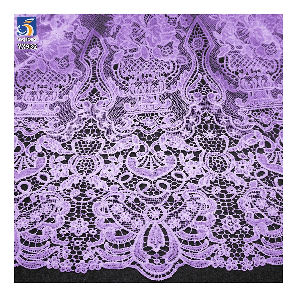 YX932 DIY Light Customization Pattern Water Soluble Lace Fabric Hollow Polyester Embroidery Milk Silk Lace Fabric - 图片 2