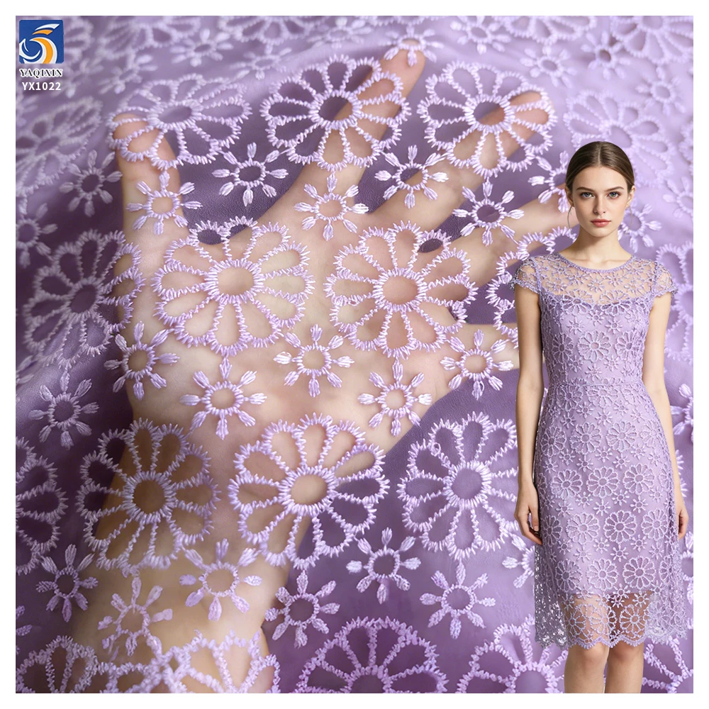 YX1022 300 Yards of Custom Patterned and Embroidered Polyester Mesh Fabrics 3-Day Custom Design Embroidered Mesh Fabrics