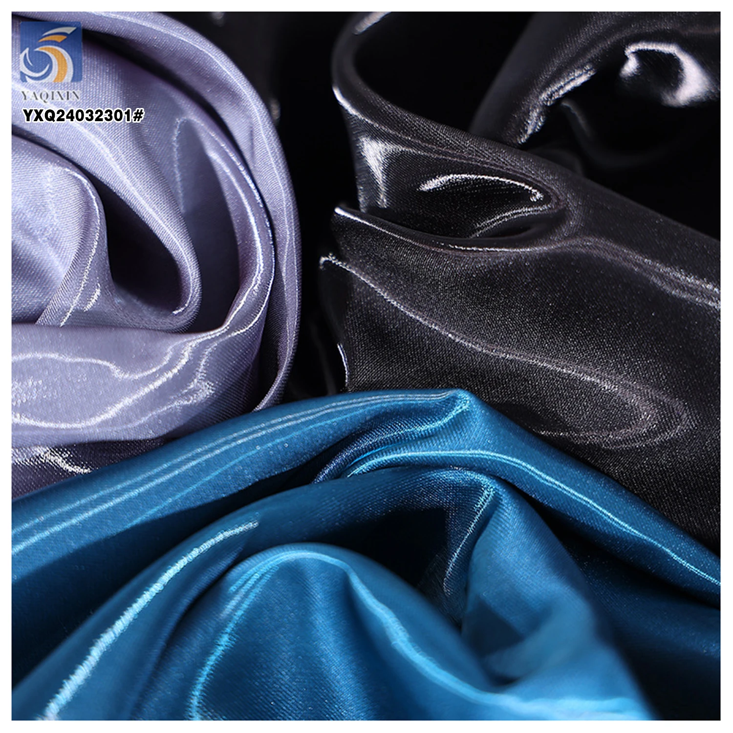 YX60 Luxury Shiny Metallic Reflective 100% Polyester Liquid Organza Satin Fabric Soft Satin Liquid Mikado Fabric - 图片 4