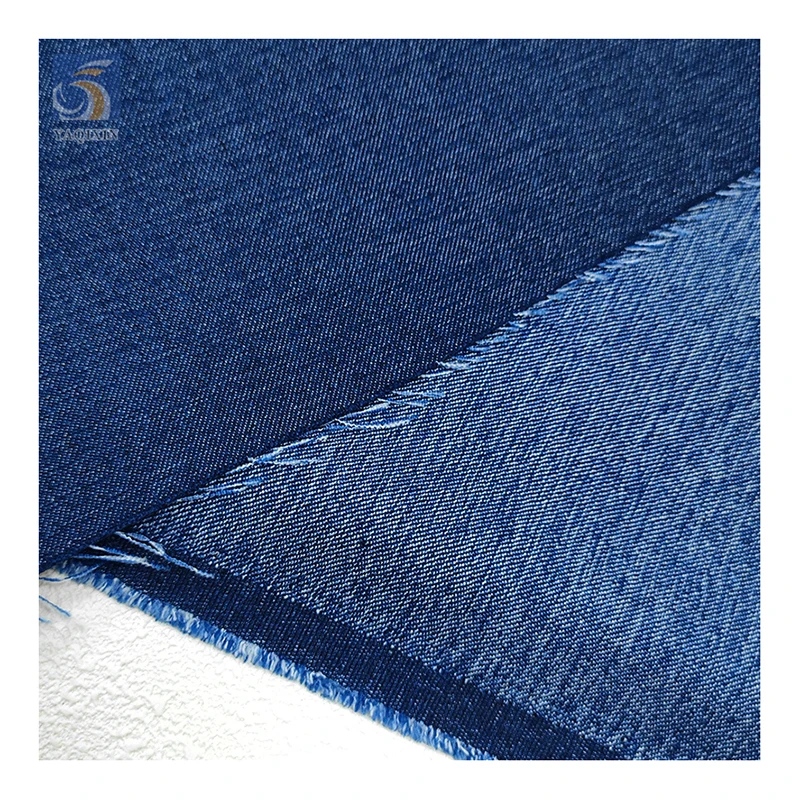 New Arrival Double Cationic Fabric Blue Jeans Polyester Rayon Spandex Stretch Denim Fabric High Quality - 图片 6