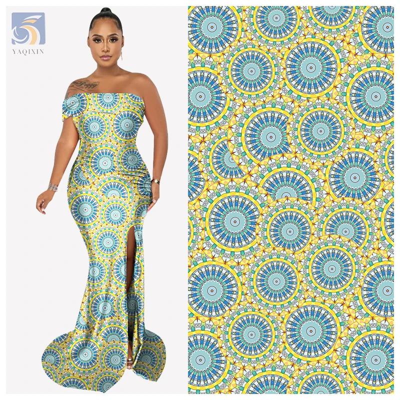 High Quality African Style Print Nigerian Wedding Dress Fabric 50 Yards Geometric Design Digital Printing on Fabric - 图片 4