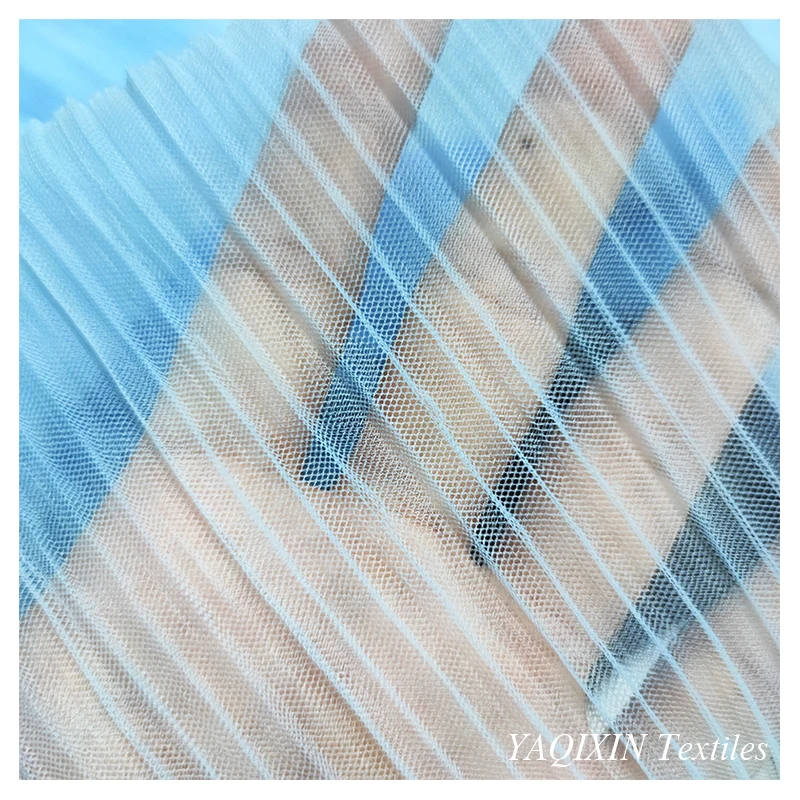 Stocklot Plain Crinkle Crepe Wrinkle 100%Nylon Pleated Fabric Wedding Stretch Net Tulle Mesh Fabric by Yard - 图片 5
