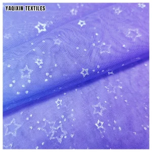 JJ22504 Purple Blue White 3Color Soft Polyester Mesh Tulle Fabric Ombre Skirt Dress Shiny Glitter Star Tulle Beautiful Fabric