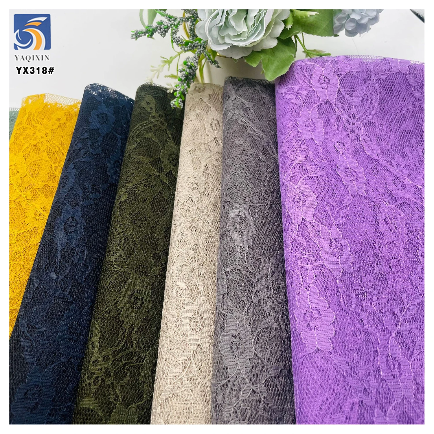YX318 New Arrivals Lolita Children's Clothing Lace Fabric Non-Stretch Small Peony Pattern Chantilly Lace Fabric - 图片 6