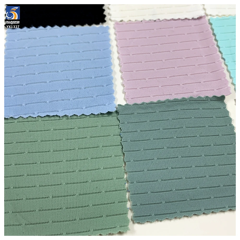 YX1327 China Wholesale Breathable and Sweat-Wicking T-Shirt Sports Fabric Nylon/Spandex Jacquard Striped Knitted Fabrics - 图片 2