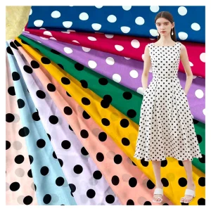 Wholesale Custom Polyester Printed Polka Dot Chiffon Fabric for Clothing/Dress