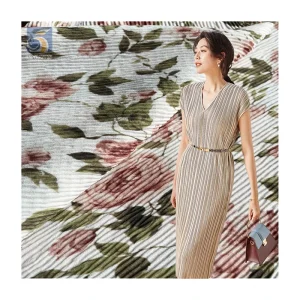 YX2723 Premium Custom Floral Patterns Digital Print Chiffon Fabric Draping Printed Pleated Chiffon Fabric