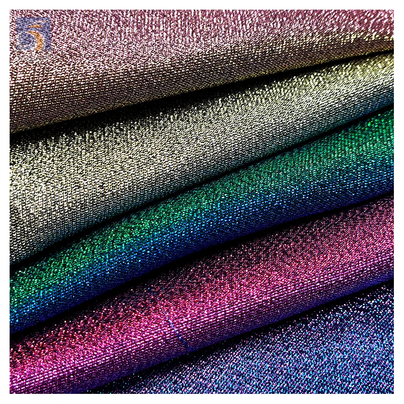 Stock Lot 2025 New Party Dress Fabric Multi Color Foil Lurex Jersey Fabric 100%Polyester Flash Shiny Tricot Fabric - 图片 6
