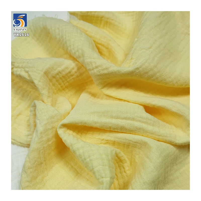 YX2616-1 Premium Quality 126gsm Double Cotton Gauze Muslin Fabric Breathable Combed 100 Cotton Wrinkle Fabric Bedding Dress - 图片 5