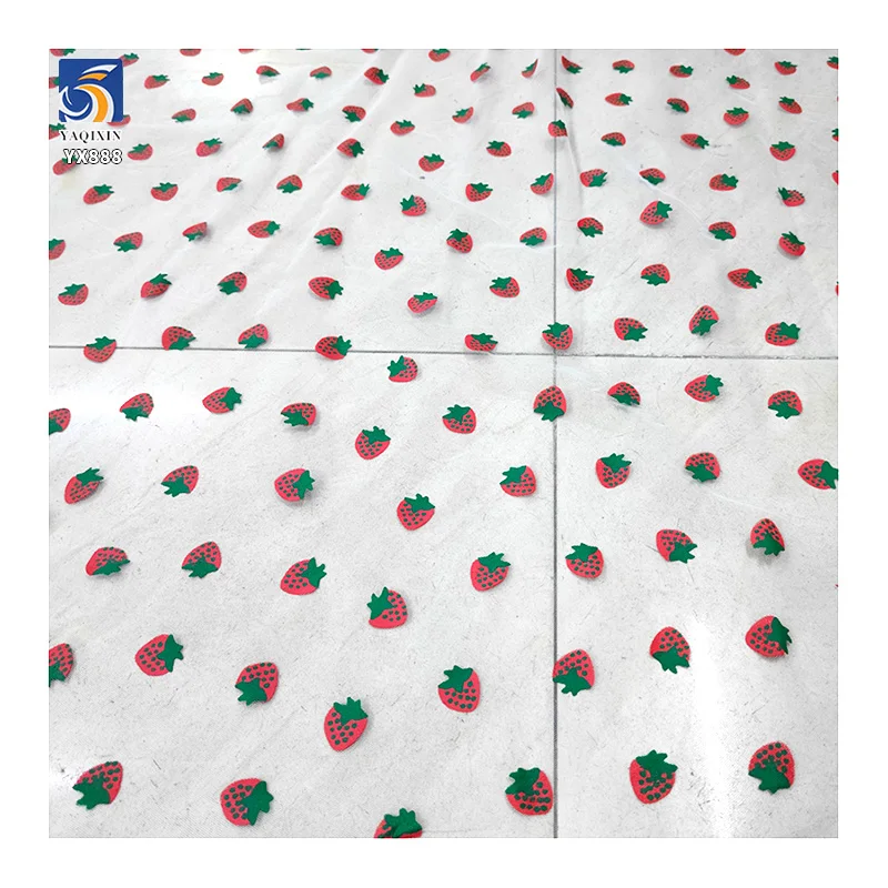 YX888 Summer Fruit Strawberry Print Fabric Polyester Tulle Mesh Strawberry Fabric for Clothing Skirt Little Girls 5 Yards - 图片 5