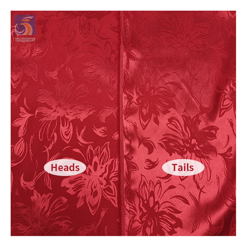 Classic Spring Festival Big Red Flower Polyester Jacquard Pattern Chinese Satin Fabric for Bedding Decorations - 图片 6