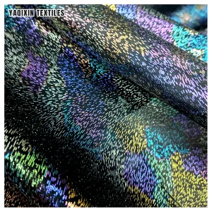 New Function Polyester Tulle Mesh Iridescent Rainbow Printing Reflective Fabric Bronzing Printed Luminous Mesh Fabric