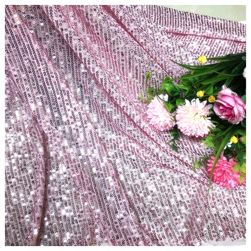 Wholesale Prices 4 Way Stretchy Sequin Fabric Bling Bling 3mm Glitter Sequin Stripe Fabric for Fashion Dress - 图片 4