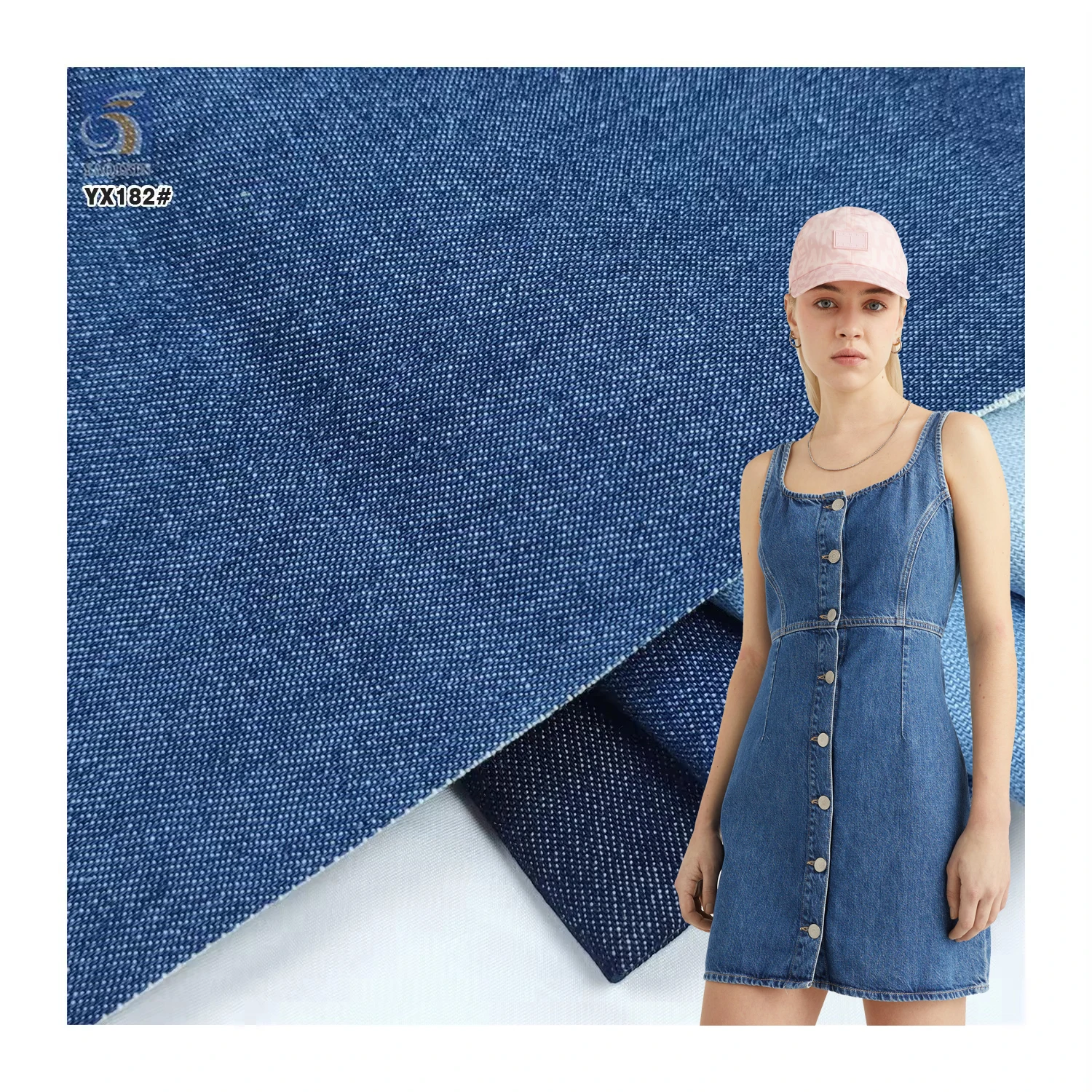 YX182 Alibaba Gold Top Supplier 12S Washed 8 oz Heavy Dark Blue Denim Fabric 100% Cotton for Jacket&Shirts