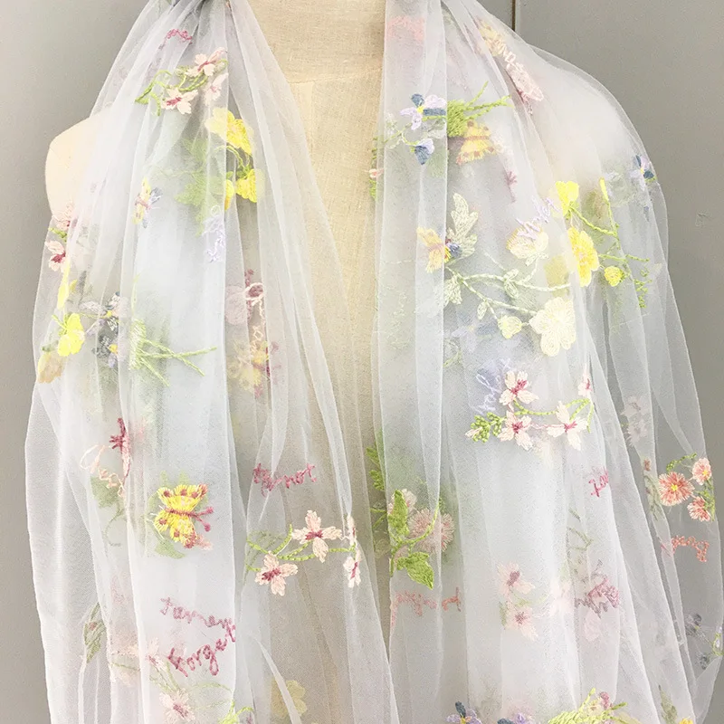 Wholesale Stock Multicolor Wedding Dress European Style Embroidery Mesh Fabric Stretch Soft Tulle Lace Fabric Women's Clothing - 图片 4