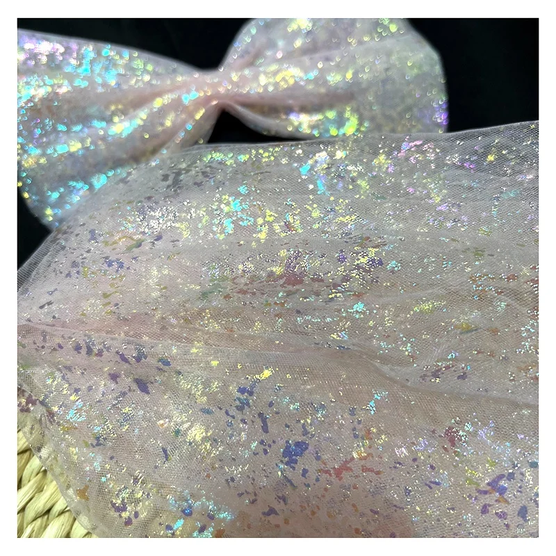 DX115 Quality Wholesale Custom Flash Bronzing Tulle 100% Nylon Tulle Wedding Fabric Tulle - 图片 5