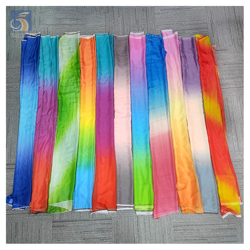 YX2088 Premium Polyester Soft Ombre Silk Chiffon Fabric Rainbow Digital Print Fabric Gradient - 图片 4