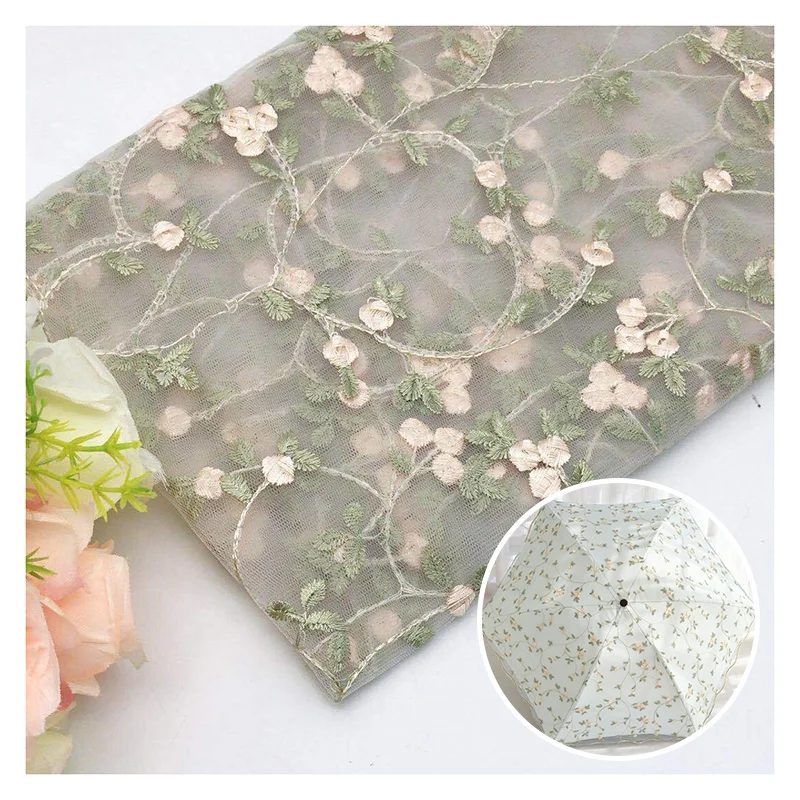 China Custom Embroidered Tulle Fabric Mesh Floral Embroidery Net Lace Fabric - 图片 3