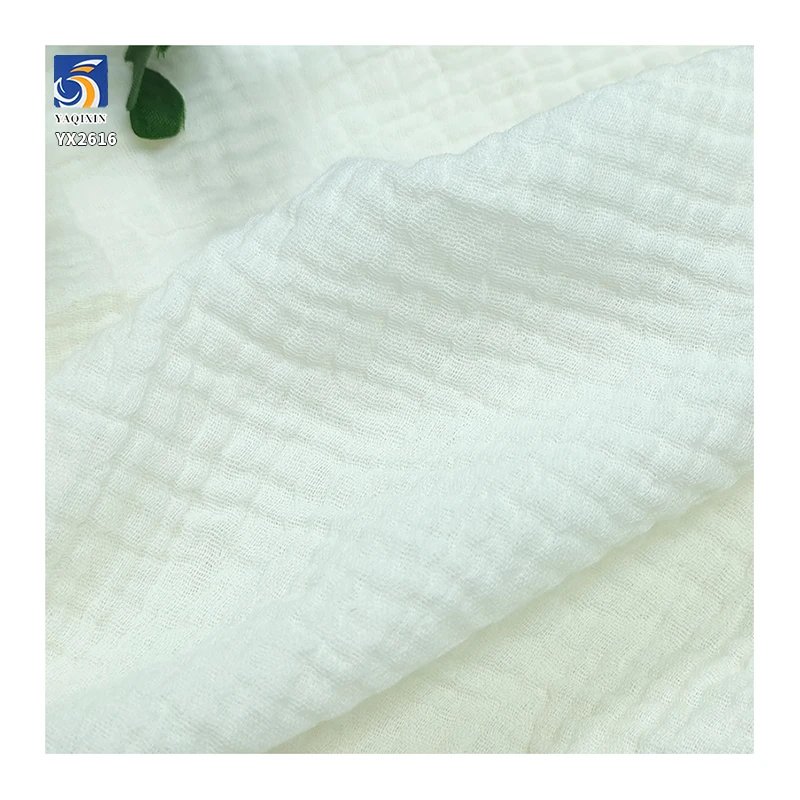 YX2616 Wholesale Prices Solid Gauze Muslin 100% Cotton Fabric Double-Sided Cotton Crepe Fabric for Baby Clothing - 图片 6