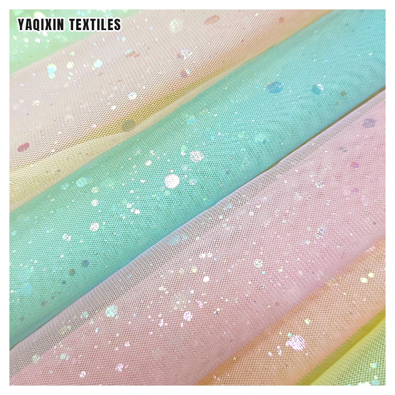 JY2025 China Factory by Yards Good Price Iridescent Tulle Mesh Sparkle Glitter Fabric 2025 Woman Summer Fabric for Dress - 图片 6