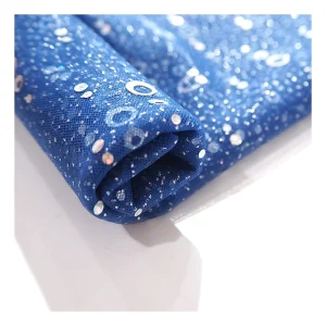 Blue Polyester Tulle Mesh Fabric Round Metal Sequin Mesh Tulle Sequin Fabric