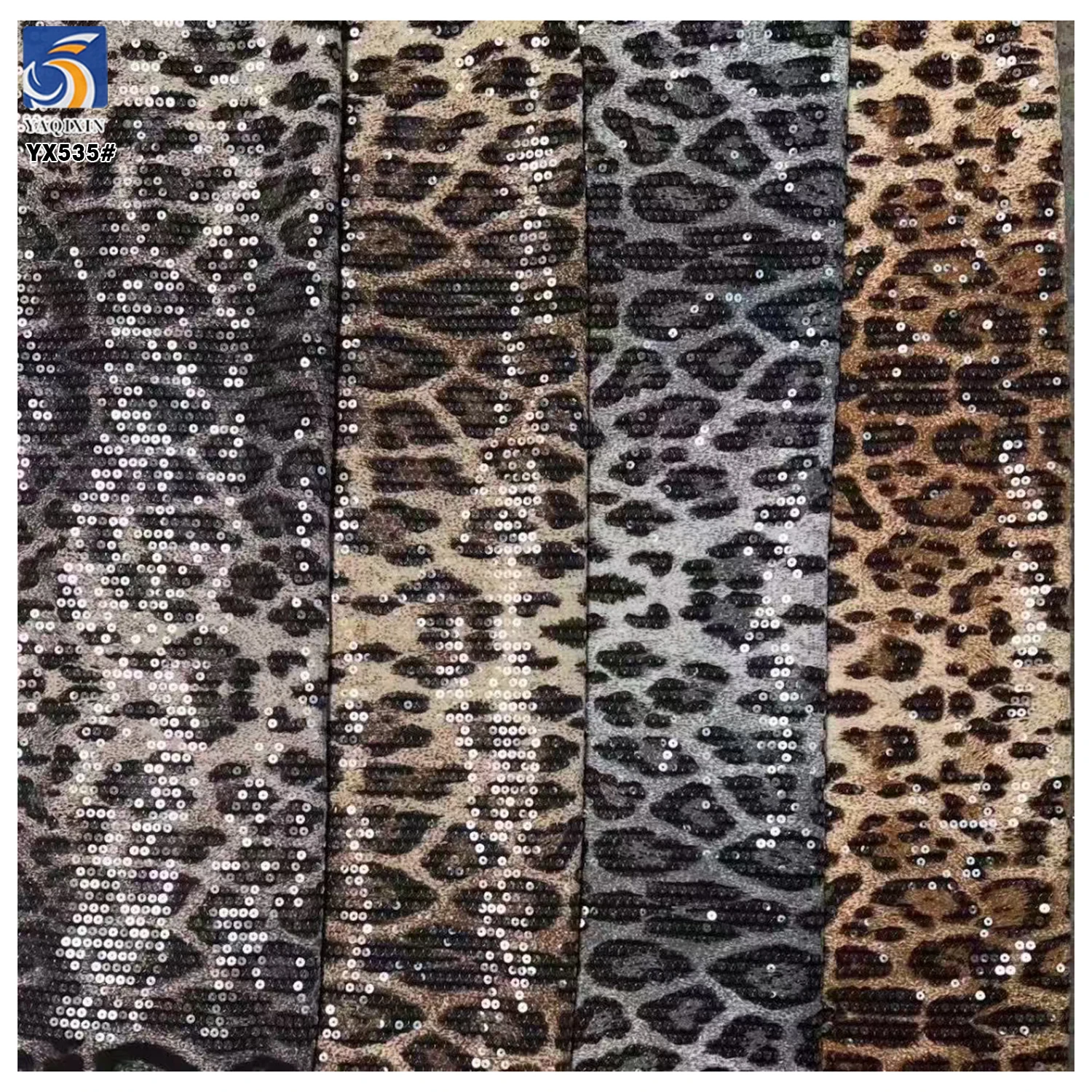 YX535-1 Best Selling Leopard Print Fabric Width 140cm Weight 180gsm Chiffon Sequin Fabric Printed Leopard Design - 图片 4