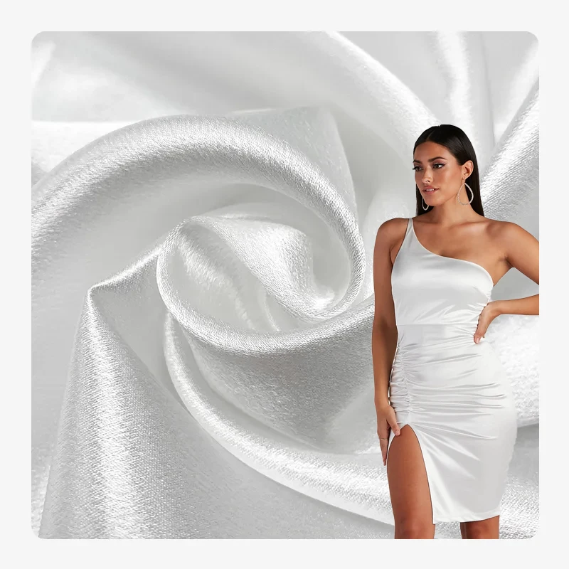 Guangzhou Manufacturer 210gsm 97%Polyester 3%Spandex Crepe Crinkle Satin Fabric High Quality Stretch Satin Duchess Fabric