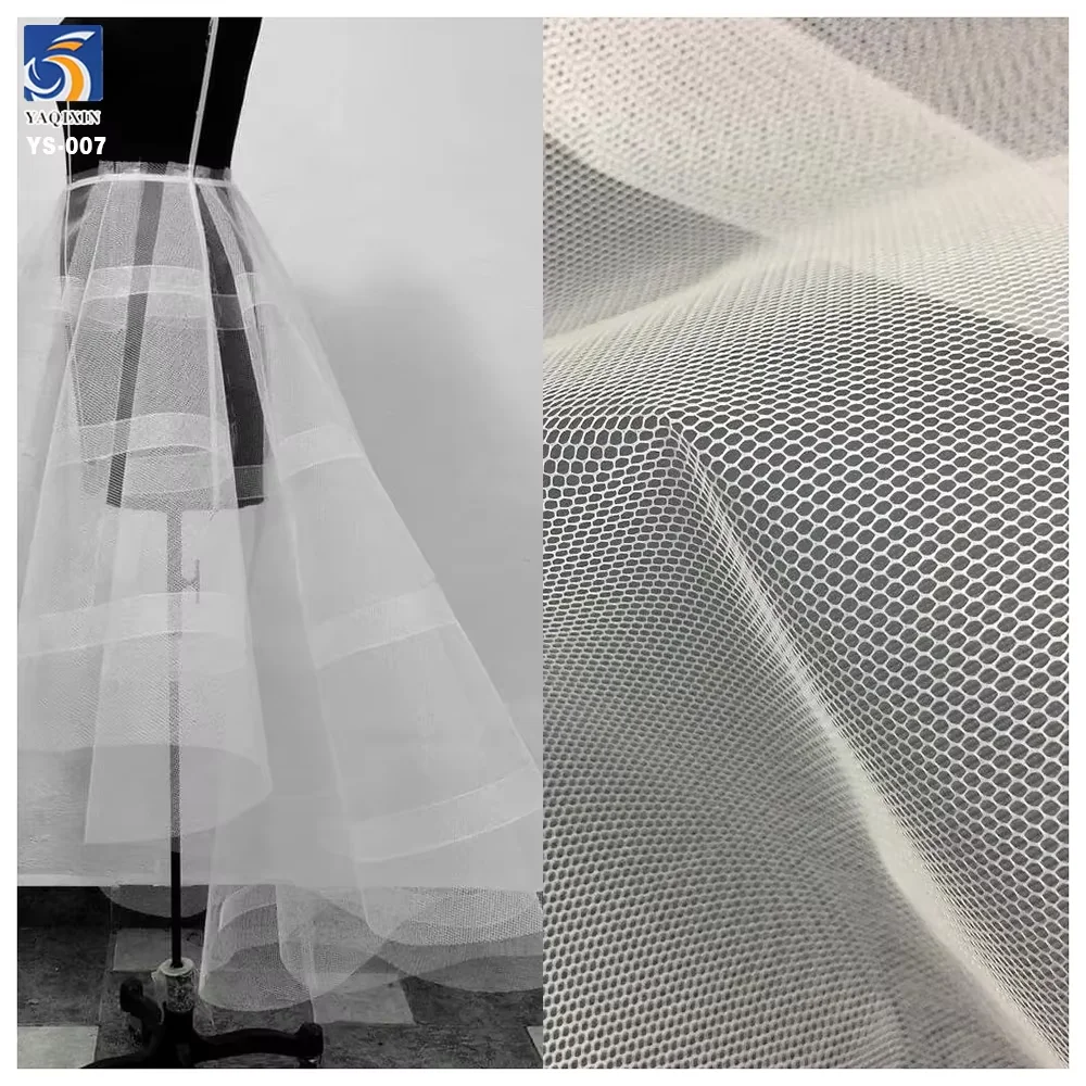 ZP-8 Lightweight Knitted Nylon Wedding Clothing Tulle Fabric White 100% Polyester 50A Mesh Fabric 5 Yards Tulle Textiles - 图片 3