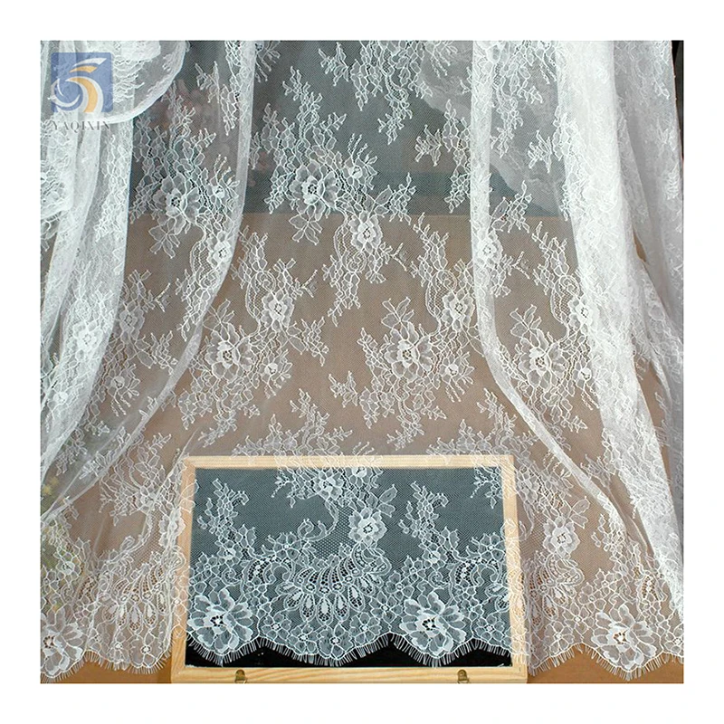 High Quality 100 Polyester No Stretch Soft Eyelash Lace Fabric 2025 New Arrival Lace French Fabric 1.5M*3M - 图片 3