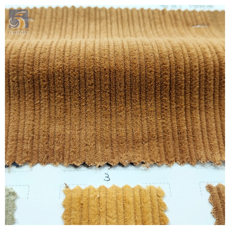 YX2358 High Quality 8W Non-Stretch Khaki Thick 100% Polyester Corduroy Fabric for Ladies Jacket Pants - 图片 5