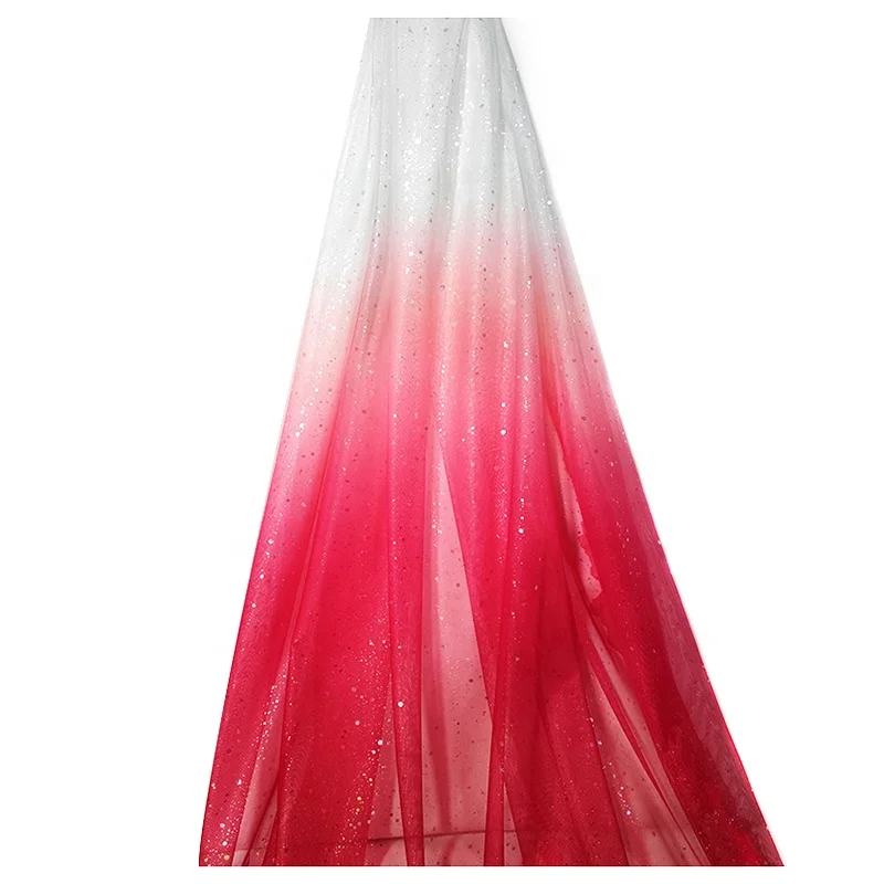YX2045 Illusion Printed Rainbow Ombre Gradient Fabric HexagonaTulle Mesh Fabric Colors Fabric Superior Qualil - 图片 5