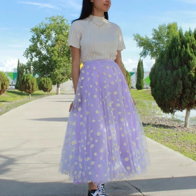 YX103-2 Beautiful Sunflower Polyester Knit Print Mesh Tulle Fabric Daisy Print Net Tulle Fabric for Clothing - 图片 5