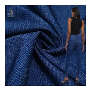 New Arrival Double Cationic Fabric Blue Jeans Polyester Rayon Spandex Stretch Denim Fabric High Quality