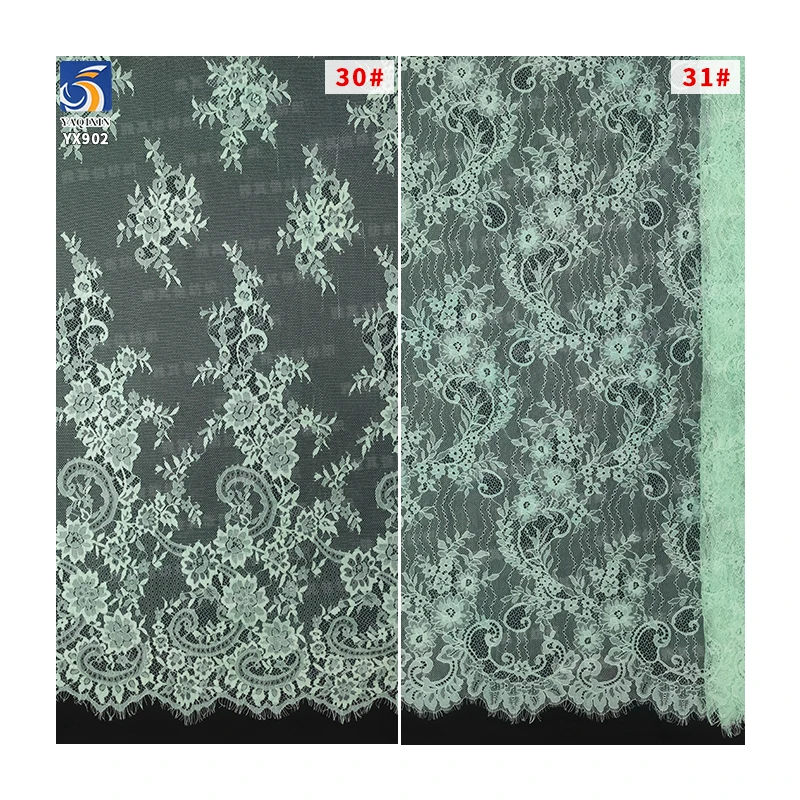 YX902-2 Wholesale Cheap Prices Eyelash Lace Fabric for Clothing Cyan Eyelash Lace Fabric Custom Minimum Order 15 Pieces - 图片 5