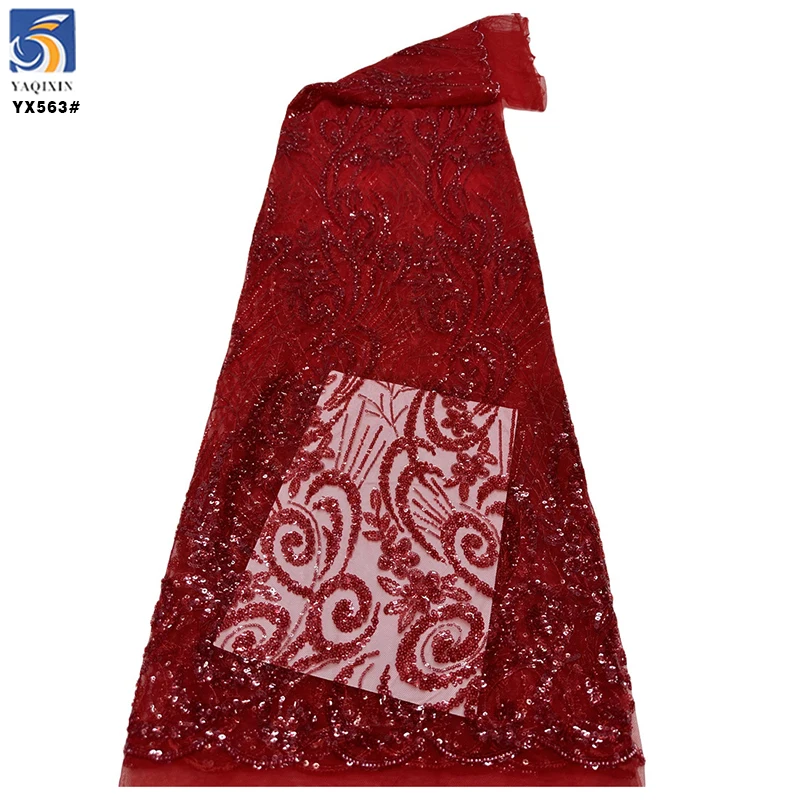 YX563 French New Year 2025 Design Latest Lace Fabric French Exquisite Green Glitter Sequin Lace Fabric Textile - 图片 6