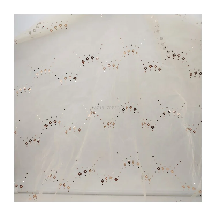 Guangzhou Gold Supplier Tulle 2026 New Arrival Gold Floral Dots Glitter Embroidery Sequin Tulle Mesh Net Fabric - 图片 5
