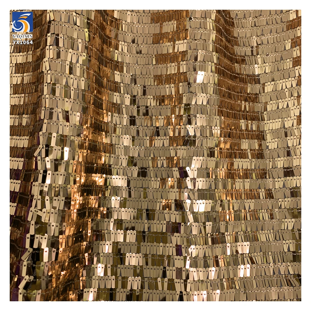 YX852 Cheap Price Width 130cm 300gsm 3x9mm Rectangular Sequin Fabric for Bags,Backpacks,Shoes,Skirts - 图片 4