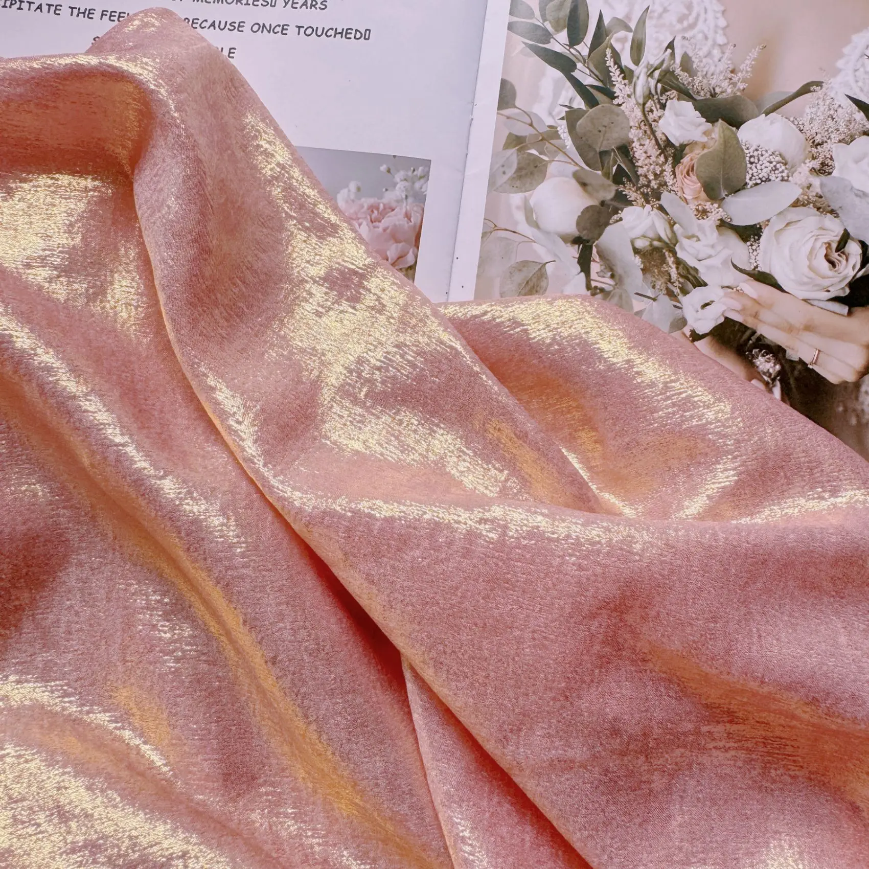 Wholesale Beach Underwear Fabric Chiffon Velvet Fabric Gold and Silver Film Printed Fabric Suitable for Women's Dresses - 图片 2