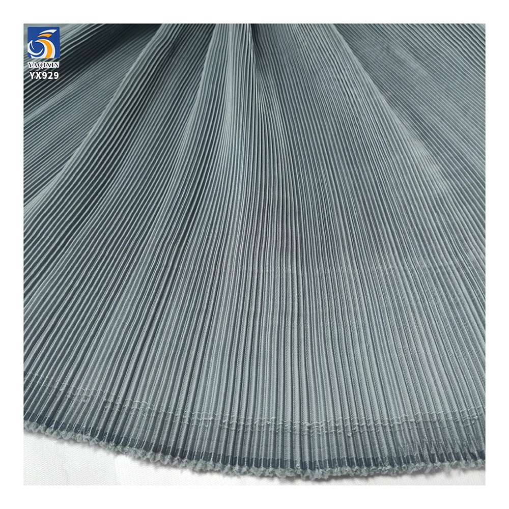 YX929 Minimum Order Quantity 5 Yards Polyester Smooth and Soft Satin Pleated Fabric Satin Pleated Dress Fabric for Women - 图片 6