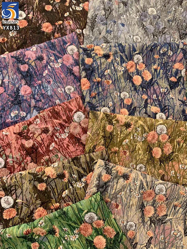 YX813 Custom Home Textiles Clothing Yarn Dyed Jacquard Fabric European Art Florals Colorful Yarn-Dyed Jacquard Fabric - 图片 3