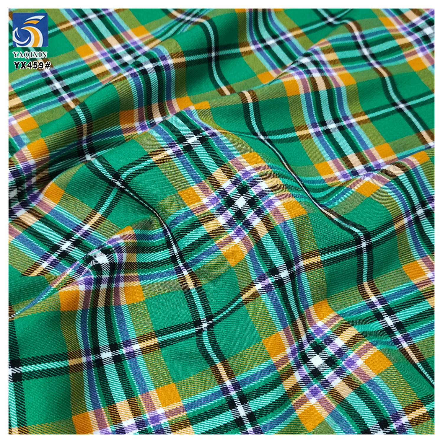 YX459 High Quality 210gsm Stretch Plaid African School Uniform Fabric Polyester Spandex Yarn Dyed Checked Fabric - 图片 3