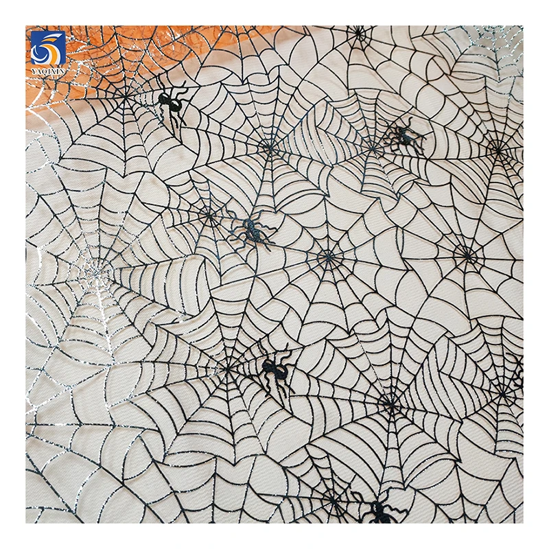 Halloween Cobweb Voile Fabric - Lightweight Sheer Cloth for Witch Cape, Party Backdrop & Craft Decor - 图片 3