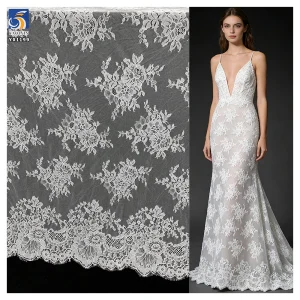 YX1199 New Design Elegant Lightweight White Tulle Lace Fabric 2026 Embroidered Polyester Eyelash Lace Fabric for Apparel