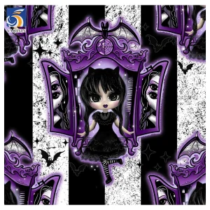 YX2342 Customized Snow White and Witch Pattern Digital Printed Fabric Tulle Halloween Cartoon Mesh Printing Polyester Fabric