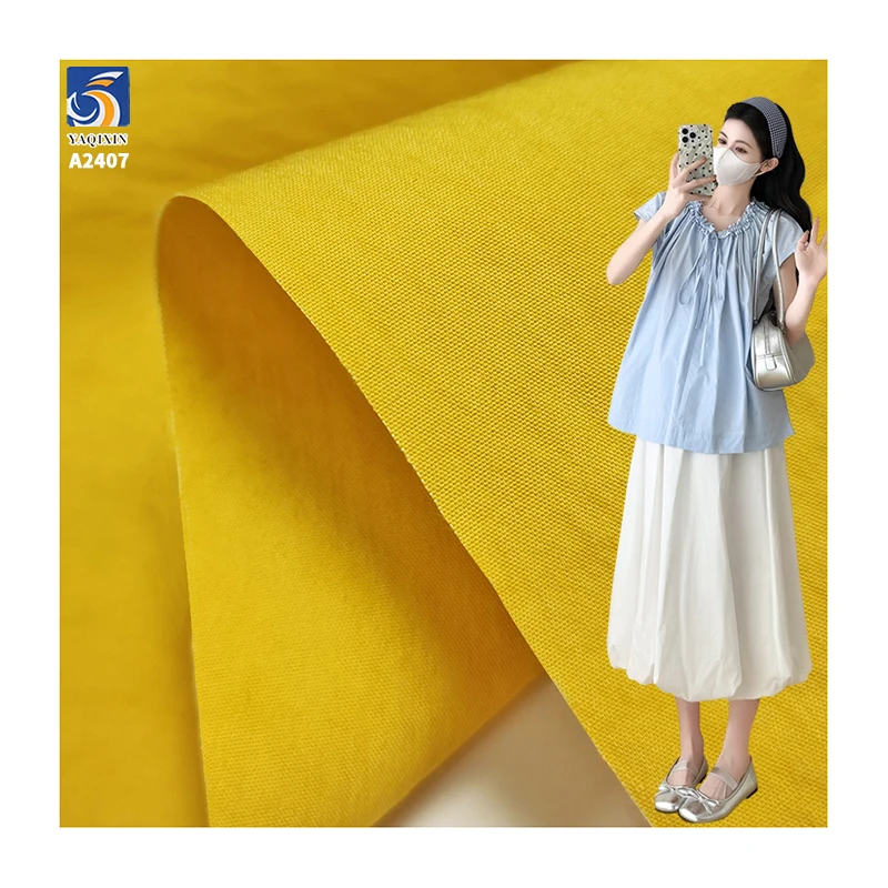 A2407 Wrinkled Cotton Fabric 170gsm 60% Cotton 40% Nylon Blend Plain Weave Shirt Jacket Wide-Leg Pants Fabric for Women