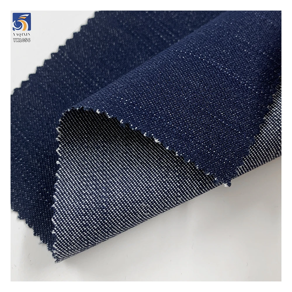 YX1056 21s 360g Dark Indigo Stretch Bamboo Slub Denim Fabric High Quality Rayon Spandex Blend Denim for Jeans Shirt Jacket - 图片 6