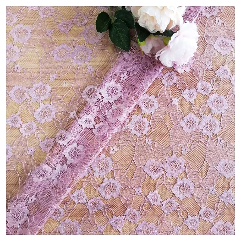 Sapphire Blue Small Floral Jacquard Mesh Lace Fabric for Women African Nigerian Chantilly Lace Fabric 1 Yard MOQ - 图片 6